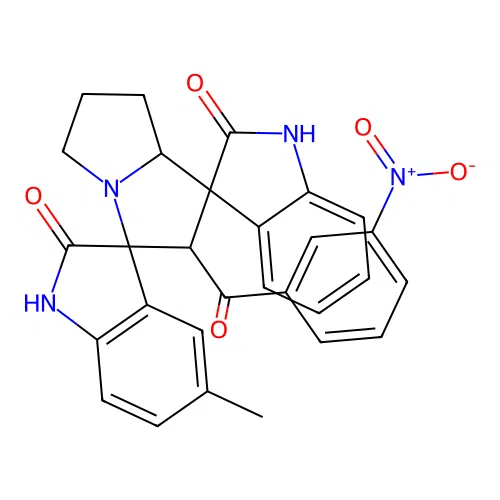 5''-methyl-2'-[(3-nitrophenyl)carbonyl]-1,1'',2,2'',5',6',7',7'a-octahydro-2'H-dispiro[indole-3,1'-pyrrolizine-3',3''-indole]-2,2''-dione structure