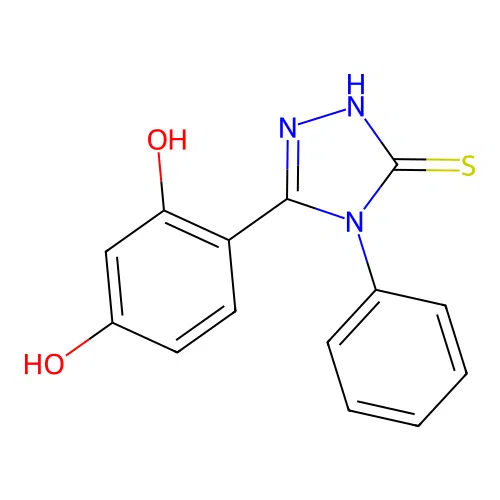 4-(5-mercapto-4-phenyl-4H-1,2,4-triazol-3-yl)benzene-1,3-diol structure
