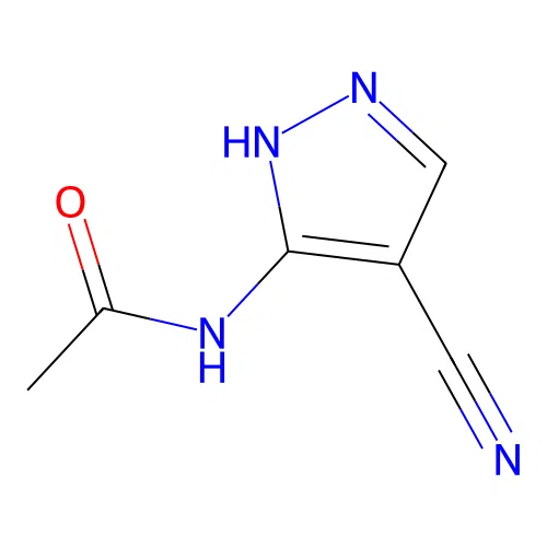 N-(4-cyano-1H-pyrazol-5-yl)acetamide structure