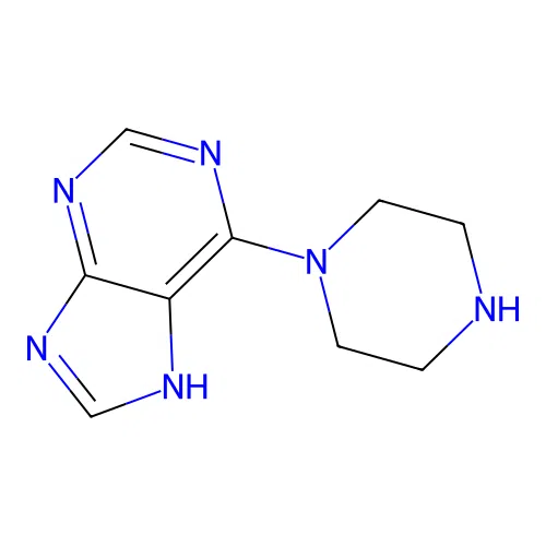 6-(piperazin-1-yl)-9H-purine structure
