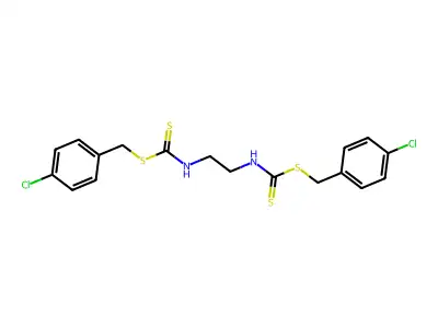 Bis(4-chlorobenzyl) 1,2-ethanediylbiscarbamodithioate structure