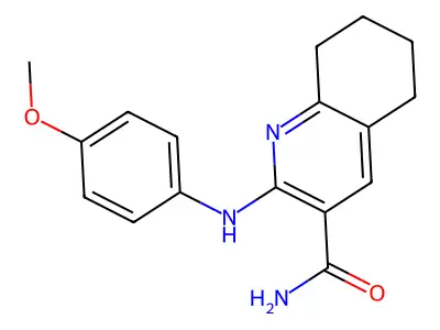 3-Quinolinecarboxamide, 5,6,7,8-tetrahydro-2-((4-methoxyphenyl)amino)- structure