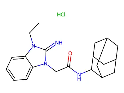 1H-Benzimidazole-1-acetamide, 2,3-dihydro-3-ethyl-2-imino-N-tricyclo(3.3.1.1(sup 3,7))dec-2-yl-, monohydrochloride structure