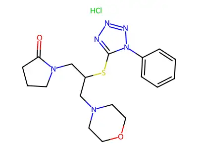 1-(3-(4-Morpholinyl)-2-((1-phenyl-1H-tetrazol-5-yl)thio)propyl)-2-pyrrolidinone hydrochloride structure
