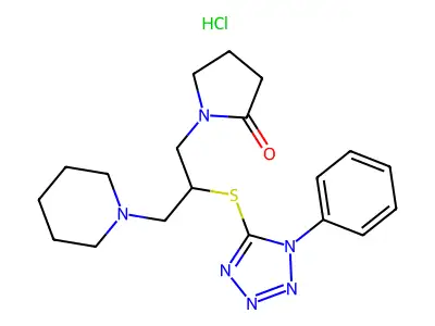 1-(2-((1-Phenyl-1H-tetrazol-5-yl)thio)-3-(1-piperidinyl)propyl)-2-pyrrolidinone hydrochloride structure