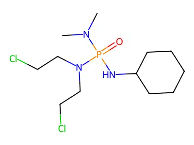 N,N-Bis(2-chloroethyl)-N''-cyclohexyl-N',N'-dimethylphosphoric triamide structure