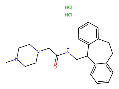 1-Piperazineacetamide, N-((10,11-dihydro-5H-dibenzo(a,d)cyclohepten-5-yl)methyl)-4-methyl-, dihydrochloride structure
