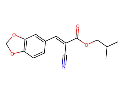 Isobutyl alpha-cyano-3,4-methylenedioxycinnamate structure