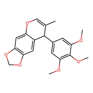 7-Methyl-8-(3,4,5-trimethoxyphenyl)-8H-1,3-dioxolo(4,5-g)(1)benzopyran structure