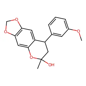 7,8-Dihydro-8-(3-methoxyphenyl)-6-methyl-6H-1,3-dioxolo(4,5-g)(1)benzopyran-6-ol structure