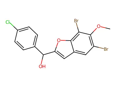 (4-Chlorophenyl)(5,7-dibromo-6-methoxy-1-benzofuran-2-yl)methanol structure