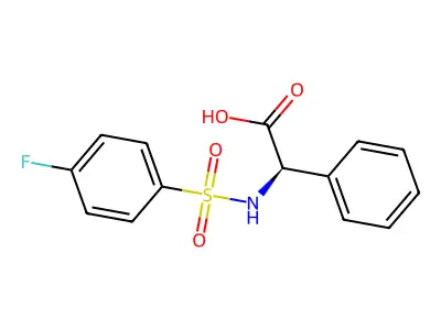 (2R)-2-[(4-fluorophenyl)sulfonylamino]-2-phenylacetic acid structure