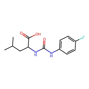 N-[(4-fluorophenyl)carbamoyl]-L-leucine structure