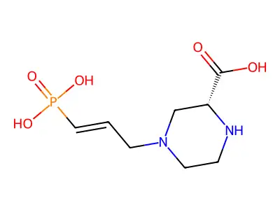 (r)-4-(3-Phosphono-2-propenyl)-2-piperazinecarboxylic structure