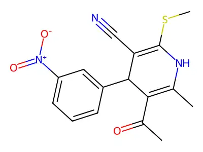 1,4-Dihydro-5-acetyl-6-methyl-2-(methylthio)-4-(3-nitrophenyl)-3-pyridinecarbonitrile structure