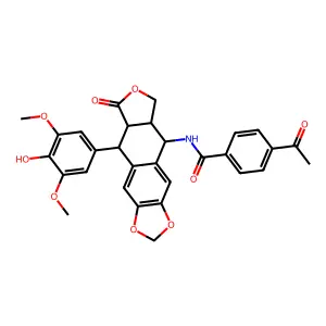 Benzamide, 4-acetyl-N-((5S,5aS,8aR,9R)-5,5a,6,8,8a,9-hexahydro-9-(4-hydroxy-3,5-dimethoxyphenyl)-8-oxofuro(3',4':6,7)naphtho(2,3-d)-1,3-dioxol-5-yl)- structure