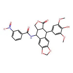 Benzamide, N-((5S,5aS,8aR,9R)-5,5a,6,8,8a,9-hexahydro-9-(4-hydroxy-3,5-dimethoxyphenyl)-8-oxofuro(3',4':6,7)naphtho(2,3-d)-1,3-dioxol-5-yl)-3-nitro- structure