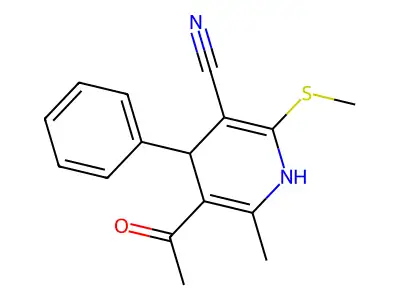 3-Pyridinecarbonitrile, 1,4-dihydro-5-acetyl-6-methyl-2-(methylthio)-4-phenyl- structure