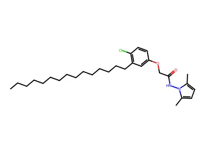 Acetamide, 2-(4-chloro-3-pentadecylphenoxy)-N-(2,5-dimethyl-1H-pyrrol-1-yl)- structure