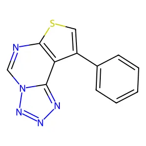 9-Phenyltetrazolo[1,5-c]thieno[3,2-e]pyrimidine structure