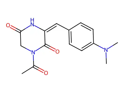 1-Acetyl-3-[[4-(dimethylamino)phenyl]methylidene]piperazine-2,5-dione structure