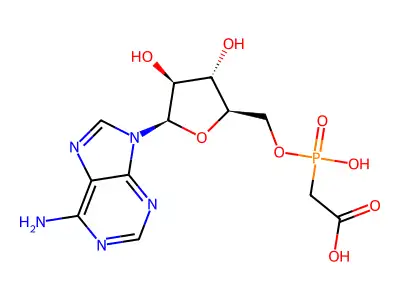 ((5-(6-Amino-purin-9-yl)-3,4-dihydroxy-tetrahydro-furan-2-ylmethoxy)-hydroxy-phosphoryl)-acetic acid structure