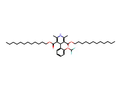 3,5-Pyridinedicarboxylic acid, 1,4-dihydro-4-(2-(difluoromethoxy)phenyl)-2,6-dimethyl-, didodecyl ester structure