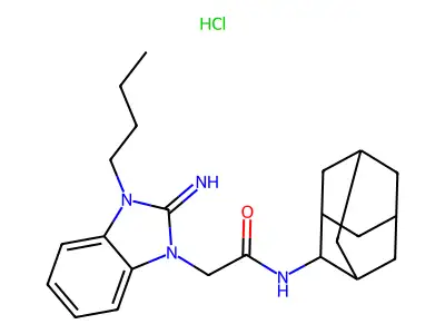 1-Butyl-2-iminobenzimidazoline-3-acetic acid N-adamaniylamide hydrochloride structure