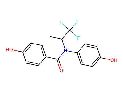 N-(4-hydroxyphenyl)-N-(1,1,1-trifluoro-2-propyl)-4-hydroxybenzamide structure