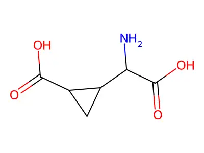 (1R,2S)-2-((S)-Amino(carboxy)methyl)cyclopropanecarboxylic acid structure