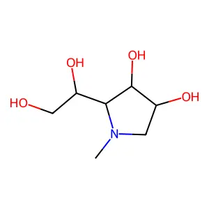 N-Methyl-1,4-dideoxy-1,4-imino-D-mannitol structure