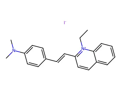 Quinolinium, 2-[2-[4-(dimethylamino)phenyl]ethenyl]-1-ethyl-, iodide (1:1) structure