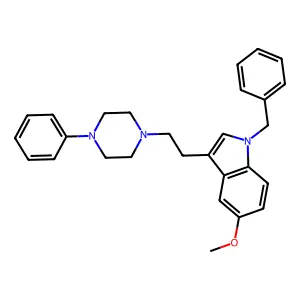 1H-Indole, 5-methoxy-1-(phenylmethyl)-3-(2-(4-phenyl-1-piperazinyl)ethyl)- structure