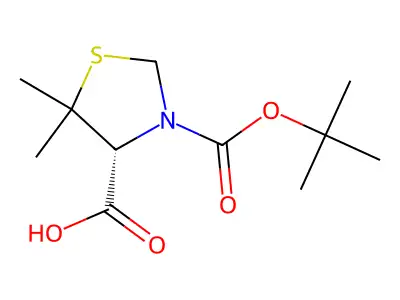 (R)-3-(tert-Butoxycarbonyl)-5,5-dimethylthiazolidine-4-carboxylic acid structure