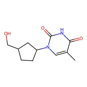 Carbocyclic-3'-deoxythymidine structure
