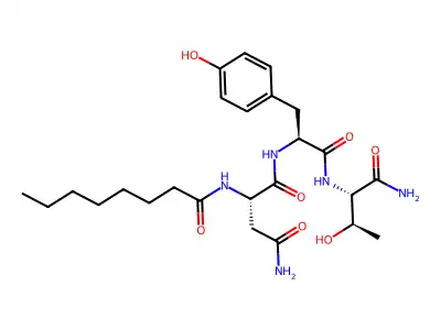 N-Octanoyl-asparaginyl-tyrosyl-threoninamide structure