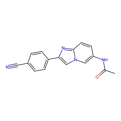 N-[2-(4-cyanophenyl)imidazo[1,2-a]pyridin-6-yl]acetamide structure