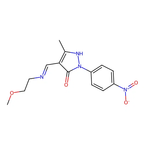 4-[(2-methoxyethylamino)methylidene]-5-methyl-2-(4-nitrophenyl)pyrazol-3-one structure