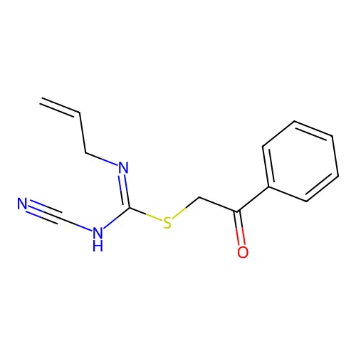 Carbamimidothioic acid, N-cyano-N'-2-propen-1-yl-, 2-oxo-2-phenylethyl ester structure