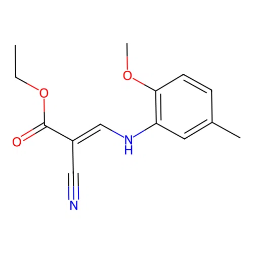 Ethyl 2-cyano-3-((2-methoxy-5-methylphenyl)amino)prop-2-enoate structure