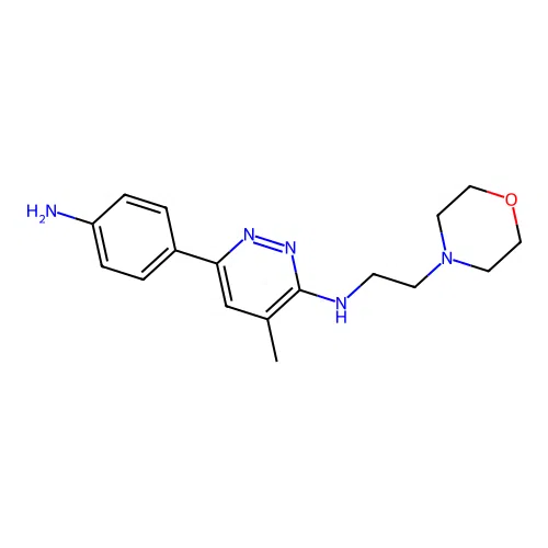 6-(4-aminophenyl)-4-methyl-N-(2-morpholin-4-ylethyl)pyridazin-3-amine structure