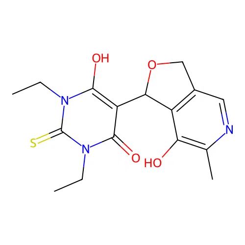 1,3-diethyl-6-hydroxy-5-(7-hydroxy-6-methyl-1,3-dihydrofuro[3,4-c]pyridin-1-yl)-2-thioxo-2,3-dihydropyrimidin-4(1H)-one structure