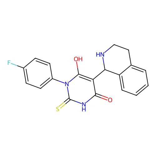 3-(4-fluorophenyl)-6-hydroxy-5-(1,2,3,4-tetrahydroisoquinolin-1-yl)-2-thioxo-2,3-dihydropyrimidin-4(1H)-one structure