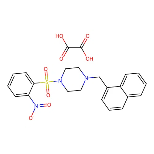 1-(Naphthalen-1-ylmethyl)-4-((2-nitrophenyl)sulfonyl)piperazine oxalate structure