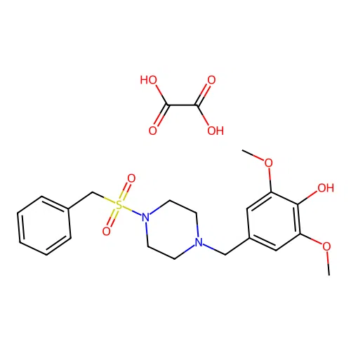 4-((4-(Benzylsulfonyl)piperazin-1-yl)methyl)-2,6-dimethoxyphenol oxalate structure