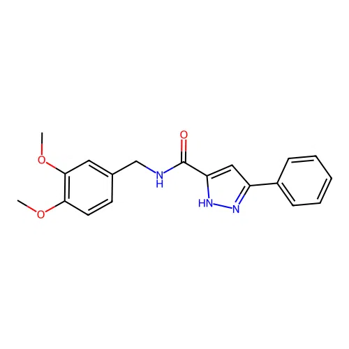 N-[(3,4-dimethoxyphenyl)methyl]-5-phenyl-1H-pyrazole-3-carboxamide structure