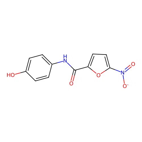 N-(4-hydroxyphenyl)(5-nitro(2-furyl))carboxamide structure