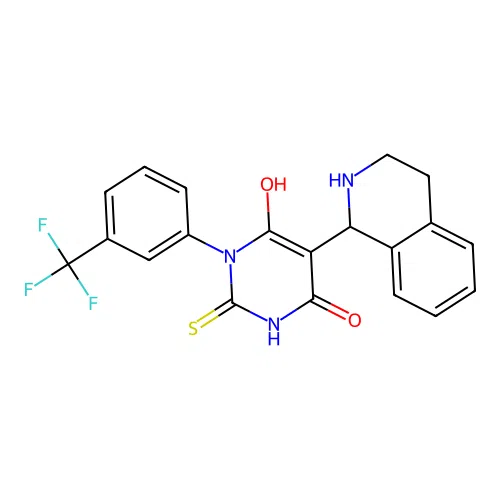 6-hydroxy-5-(1,2,3,4-tetrahydroisoquinolin-1-yl)-2-thioxo-3-(3-(trifluoromethyl)phenyl)-2,3-dihydropyrimidin-4(1H)-one structure