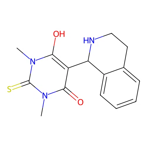 6-hydroxy-1,3-dimethyl-5-(1,2,3,4-tetrahydroisoquinolin-1-yl)-2-thioxo-2,3-dihydropyrimidin-4(1H)-one structure