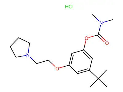 Carbamic acid, dimethyl-, 5-(1,1-dimethylethyl)-3-(2-(1-pyrrolidinyl)ethoxy)phenyl ester, monohydrochloride structure